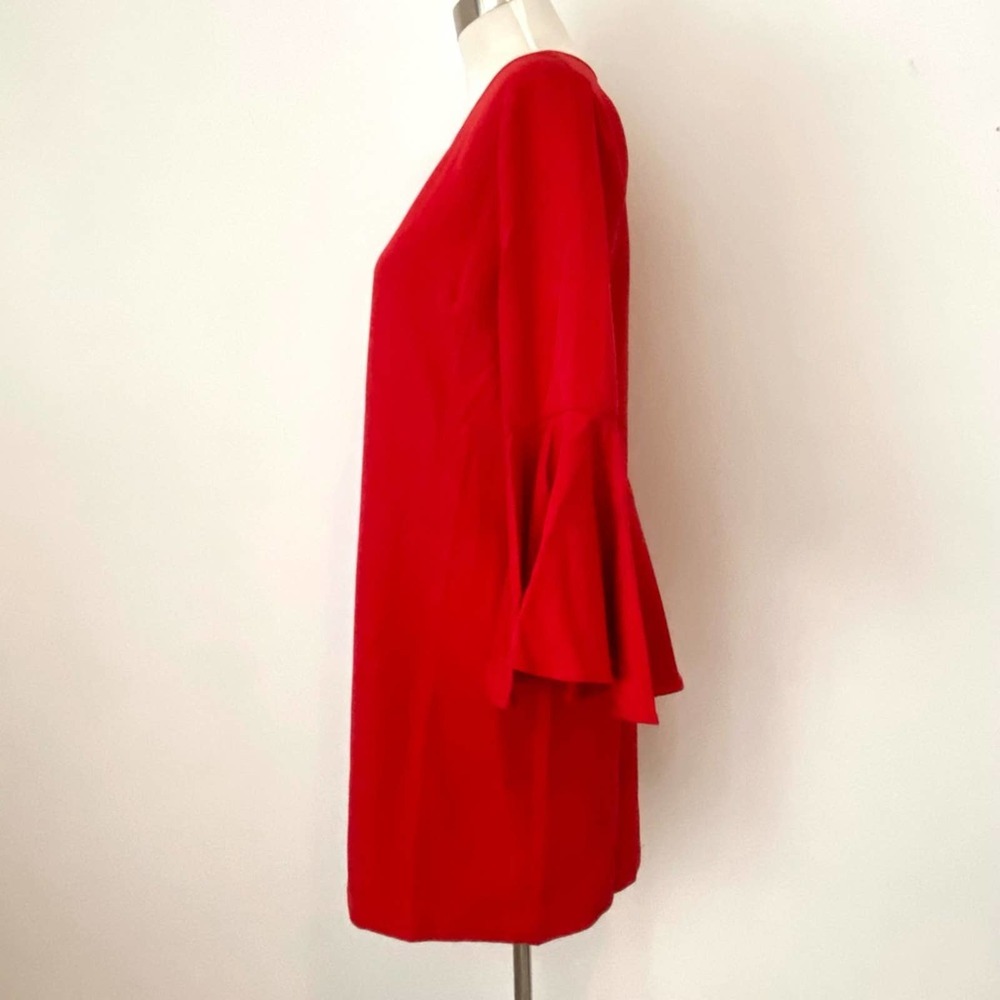 MUD PIE Red Poinsettia Brooks Bell Sleeve Dress Size Small - Picture 6 of 12